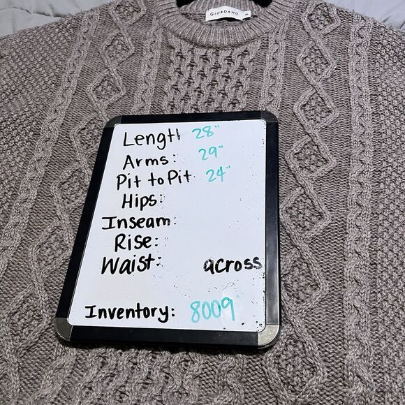 Giordano Tan Fisherman Cable Knit Chunky Sweater Long Sleeves Womens Size XL - Picture 9 of 9